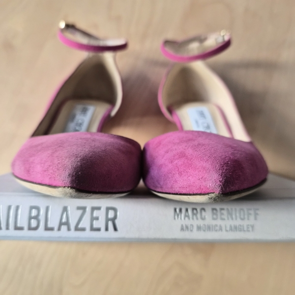 Jimmy Choo Pink Suede Ankle Strap Heels | Size EU 35.5 | Pointed Toe Pumps - Picture 6 of 13